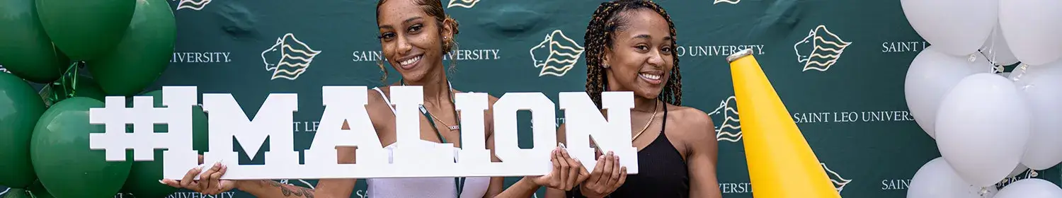 Two new students enjoying being accepted to Saint Leo