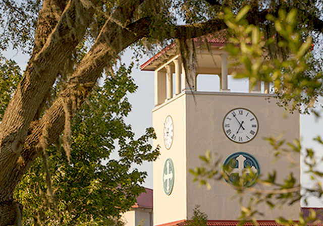 image of clocktower on Saint Leo University's campus