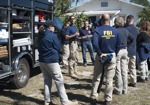 image of criminal justice students participating in field study with FBI