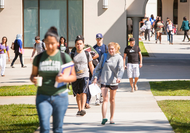 Students walking on the Saint Leo University campus