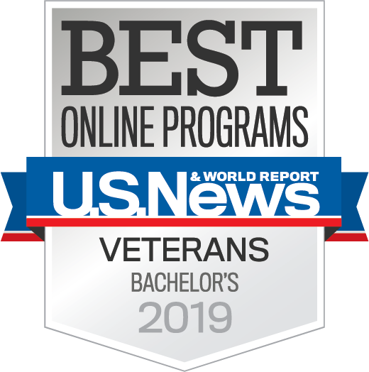US News Badge - Best Online Program for Veterans Bachelors 2019