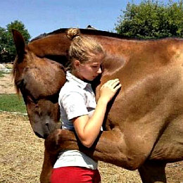 "The healing power of horses", image of student with horse