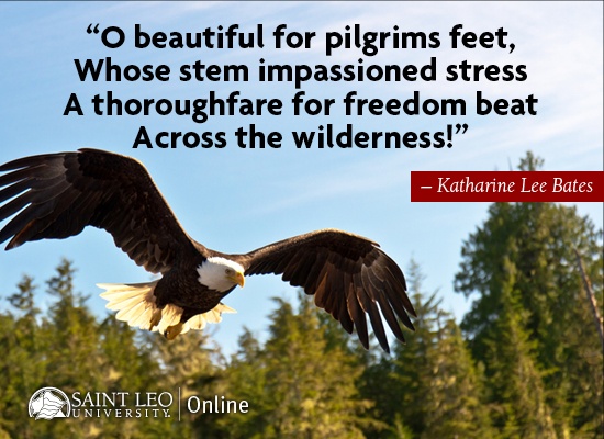 O beautiful for pilgrims feet, Whose stem is impassioned stress, A thoroughfare for freedom beat, Across the wilderness! Quote by Katharine Lee Bates