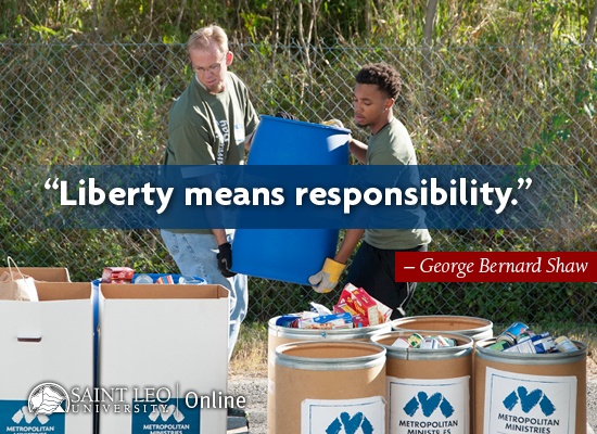 Libery means responsibiity. Quote by George Bernard Shaw