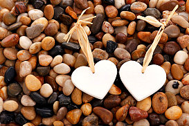 two white heart-shaped rocks
