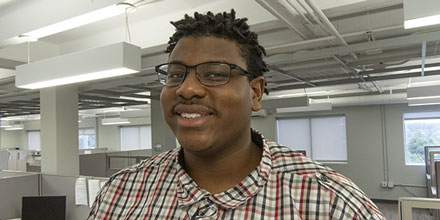 A head shot of Malik Buckley, a student at Saint Leo University