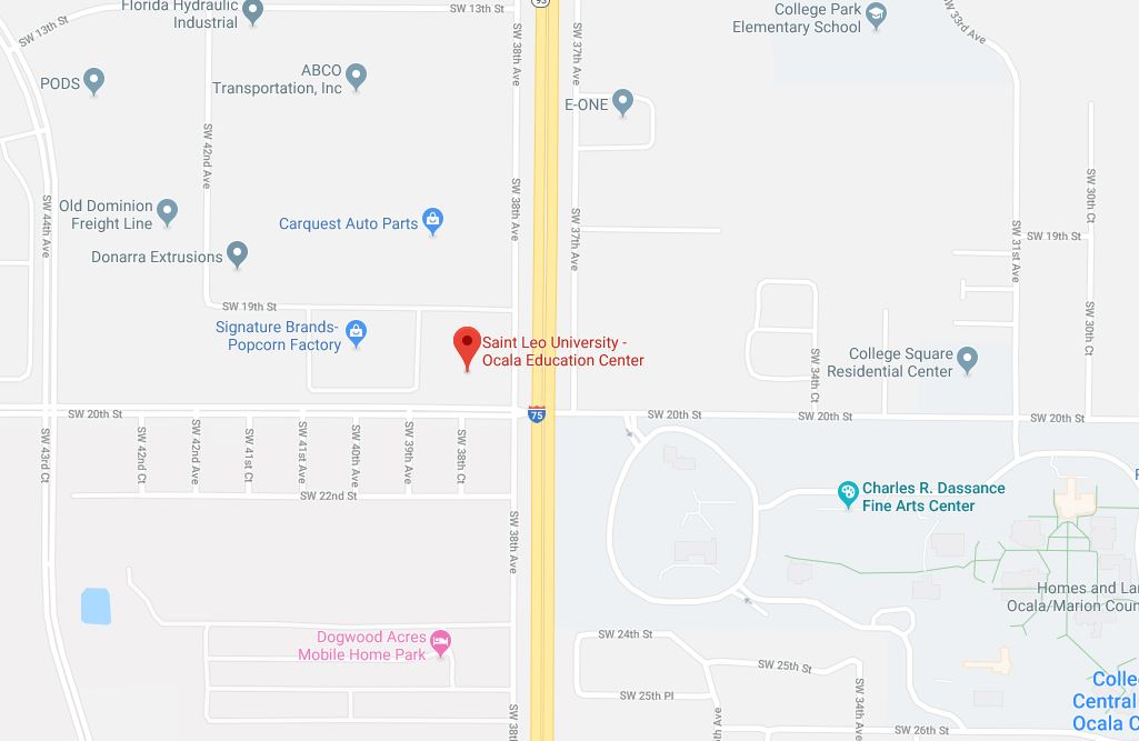 A screen shot of Saint Leo University's Ocala Education Center on Google Maps