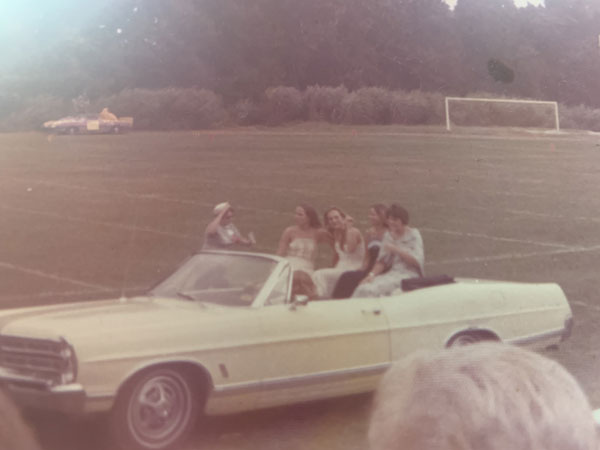 A photo of Pam Kitchen, a 1980 Saint Leo alumna, attending homecoming in 1976