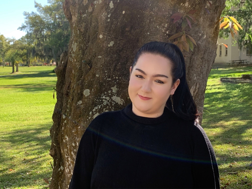 A photo of Sofia Wharton, a Saint Leo University freshman criminal justice degree program major who has received the Catholic Promise Scholarship, a Catholic scholarship for students who graduate from Catholic high schools around the U.S.