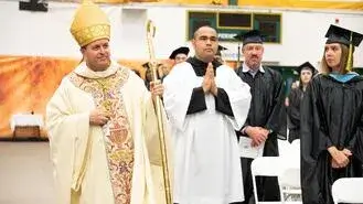 Abbot Isaac Camacho processes in at Baccalaureate Mass 2022