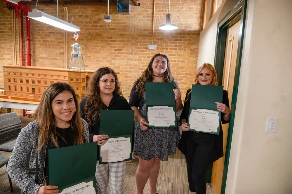 Anne Chaves, Alyssa DAiell, Megan Rowe, and Natalie Vega received the Leven Chuck Wilson Scholarships