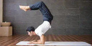 Young man doing yoga