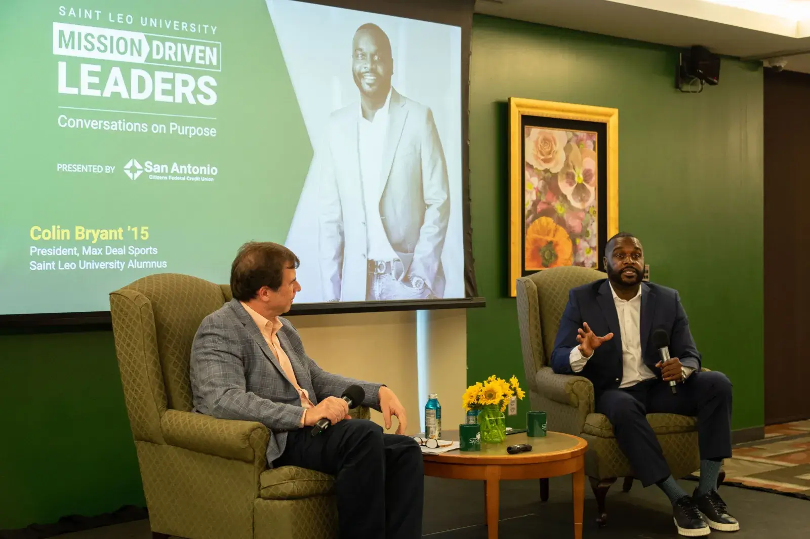 photo of Dr. Gesner and Colin Bryan in chairs