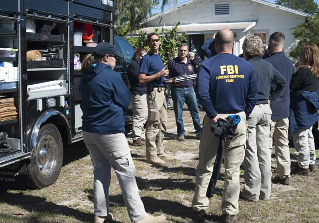 image of criminal justice students participating in field study with FBI