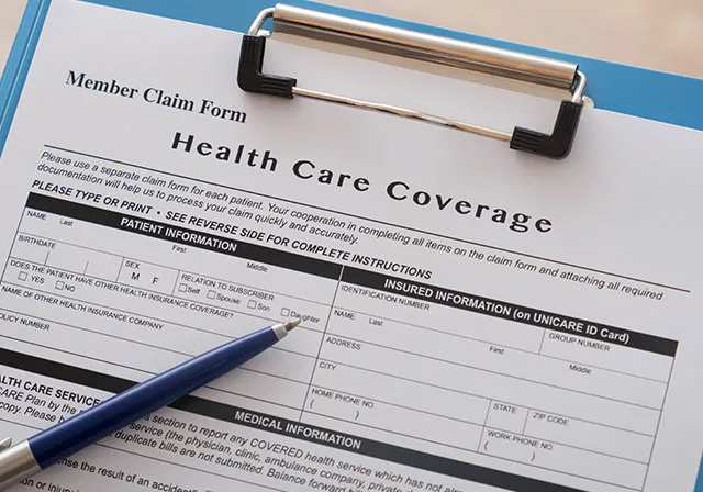 Healthcare forms on a clipboard