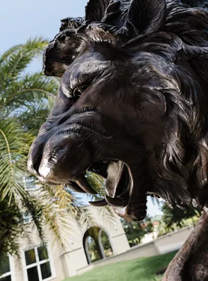 Close up of Saint Leo lion statue