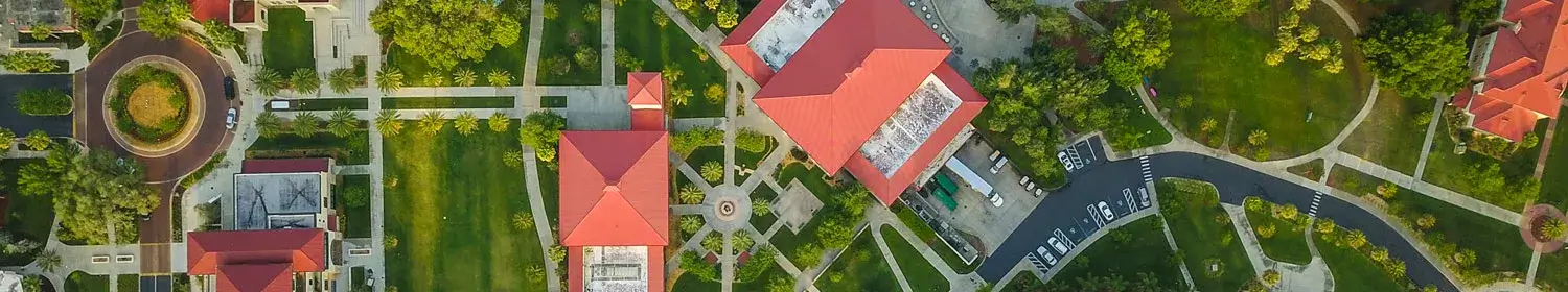 birds-eye aerial view of Saint Leo University's campus