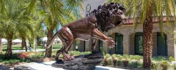 Lion Statue at Entrance to Saint Leo University