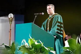 University President Jeffrey Senese addresses the Saint Leo Class of 2022