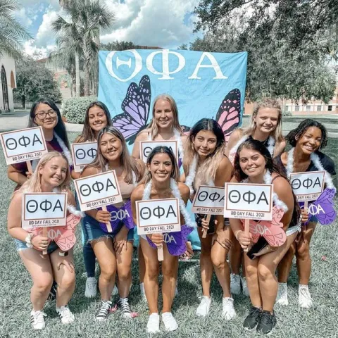 Students from Theta Phi Alpha sorority