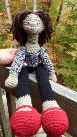 A photo of one of the crocheted dolls made by Tisha Arther, a triple alumna of Saint Leo University