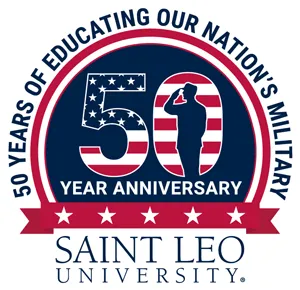 Saint Leo University 50th logo of Serving the Nation's military