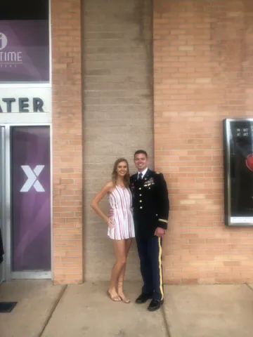 A photo of Chris Swonger, an alumnus of Saint Leo University and th  Saint Leo ROTC program, with his wife, Tara