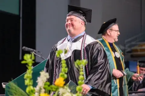 Kipper Connell walks the state at commencement