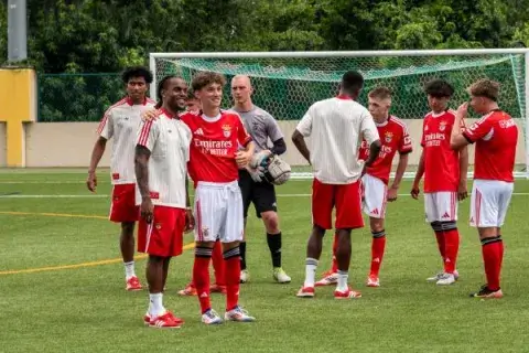 A Future Student Poses with a Benfica Professional Player
